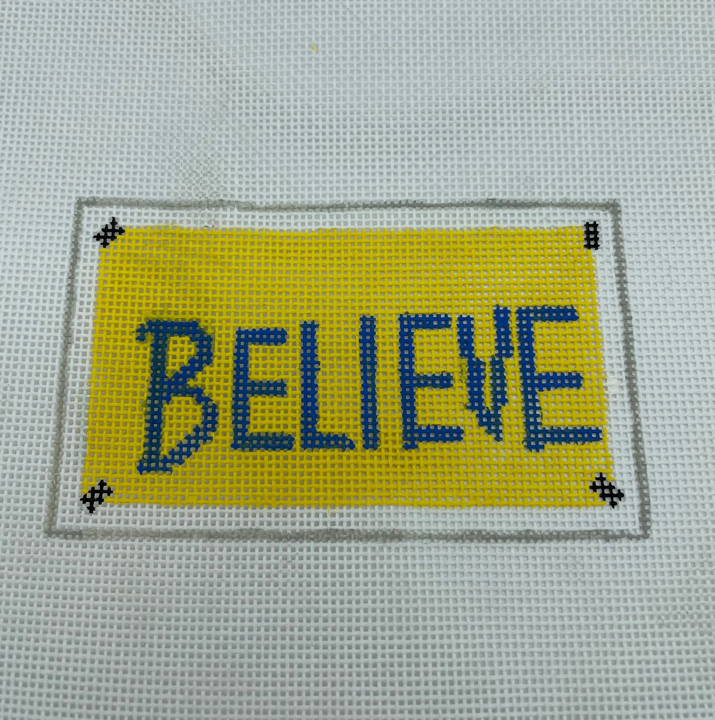 Needlepoint Canvas: Believe Santa with Background